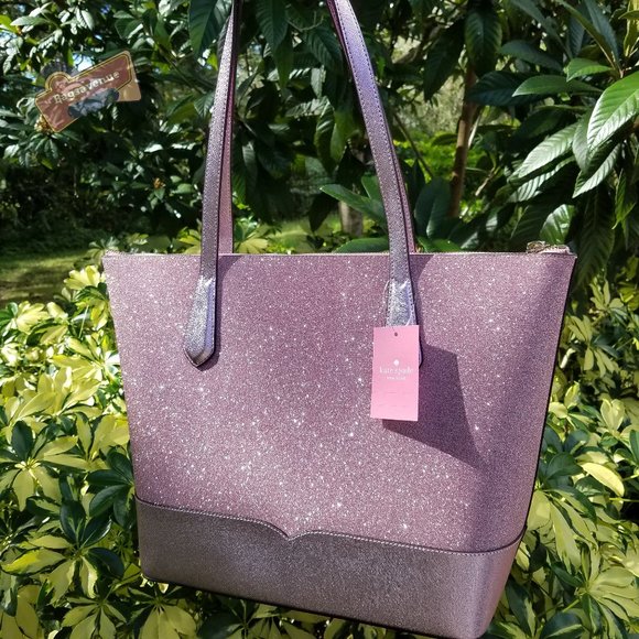 Rose Pink Lola Glitter Tote Bag Kate Spade glitter - Picture 2 of 13